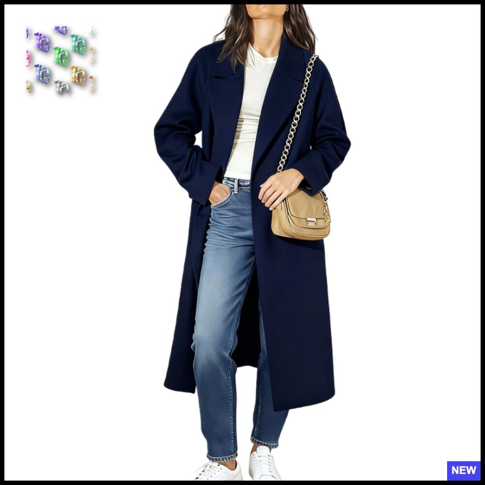 Double Breasted Wool Blend Peacoat Notch Lapel Elegant Classic Winter Overcoat
